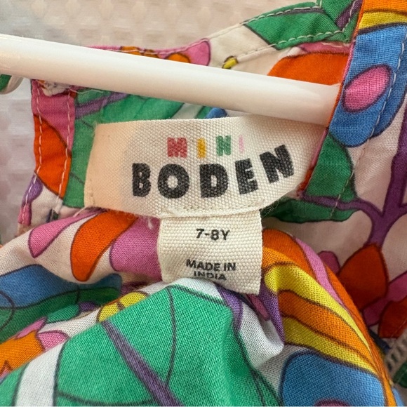 MINI BODEN Floral Cotton Flutter Sleeve Dress Multi in Daisy Vine Size 7-8 - Picture 4 of 6